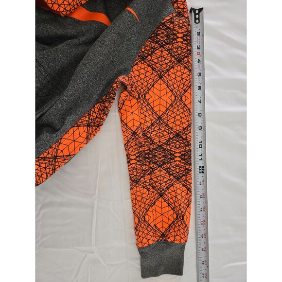 Nike Dri-Fit Swoosh Hoodie Kids Medium Black Orange Front Pockets - Picture 3 of 6